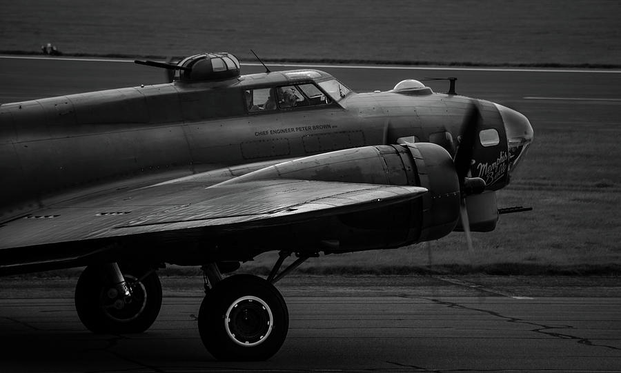 B-17 Sally-B Taxiing Black and White  Photograph by Scott Lyons