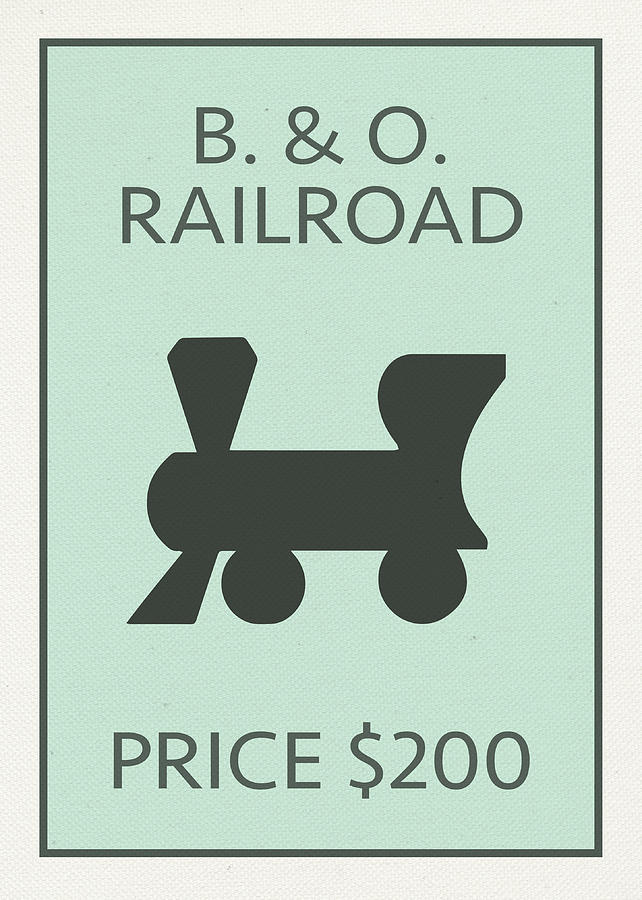 Vintage Mixed Media - B and O Railroad Vintage Retro Monopoly Board Game Card by Design Turnpike