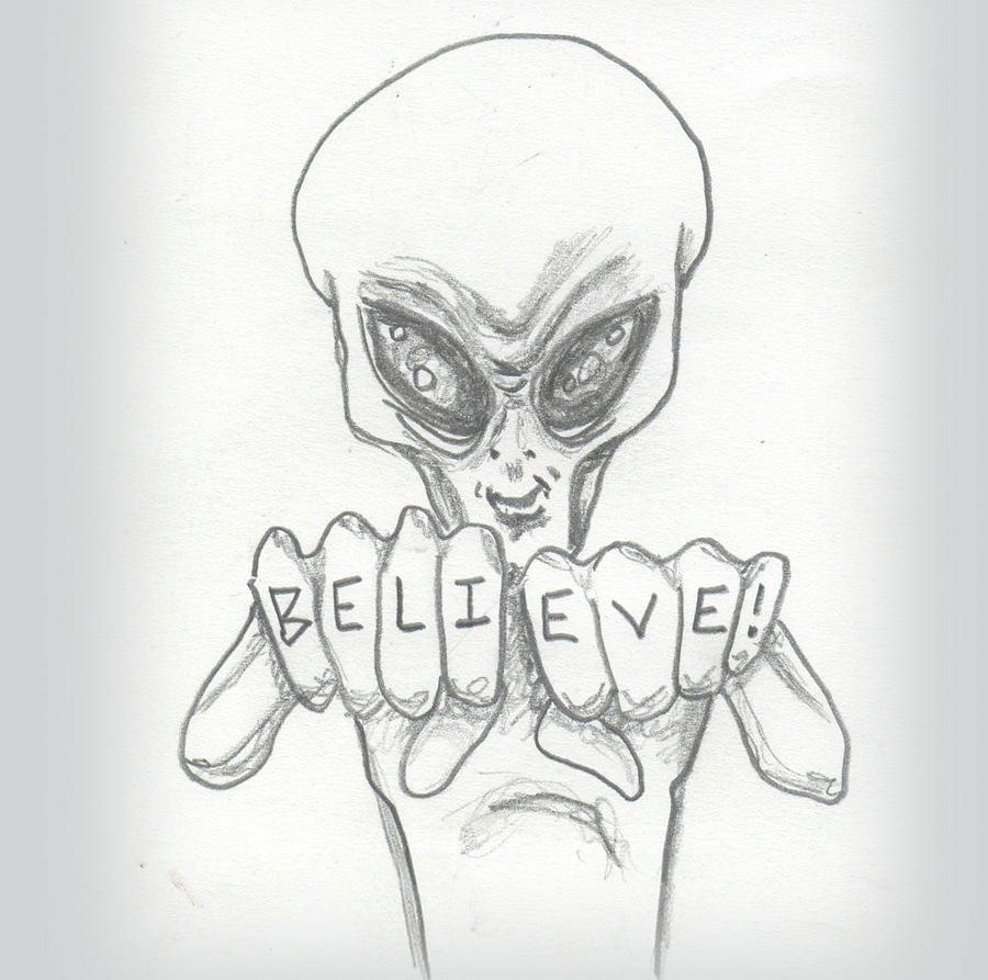 B-e-l-i-e-v-e Drawing by Similar Alien