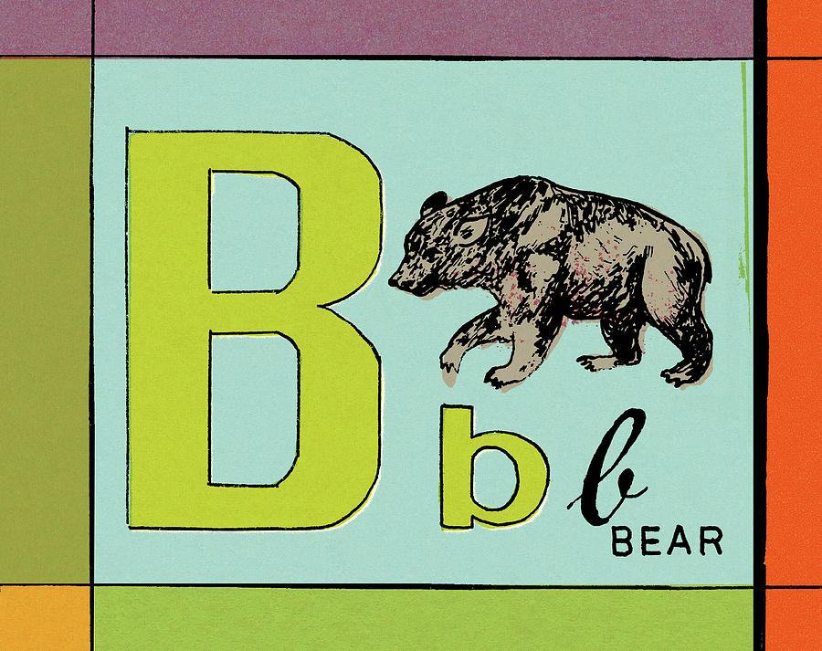 Vintage Drawing - B is for Bear by CSA Images