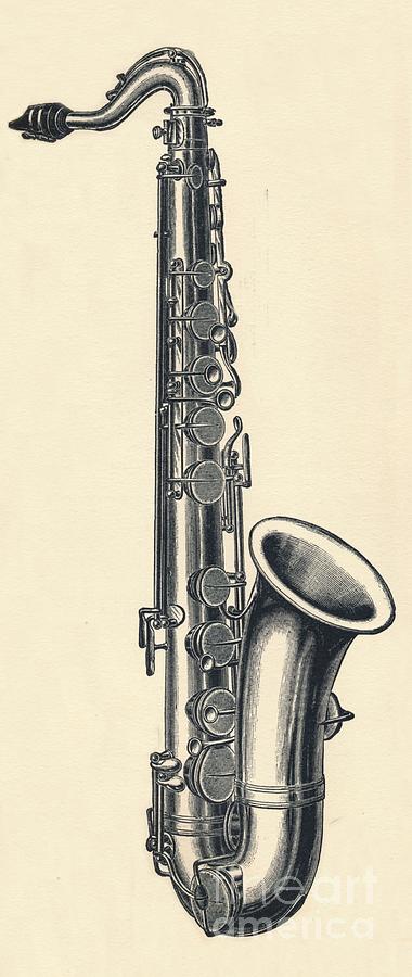 B Tenor Saxophone Drawing by Print Collector