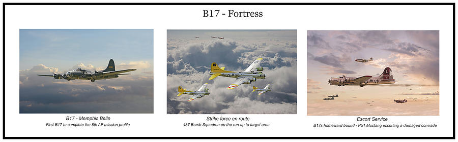 Airplane Digital Art - B17 Fortress - story board by Pat Speirs