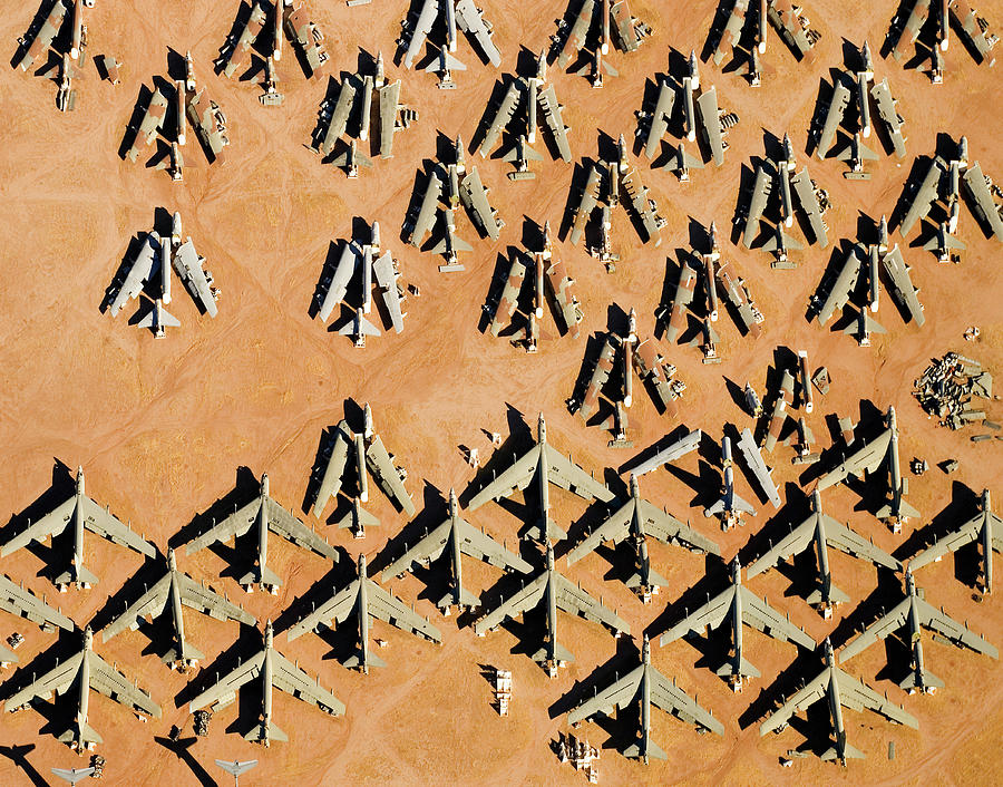 B52 Nuclear Bombers On Ground, Aerial Photograph by Michael Dunning
