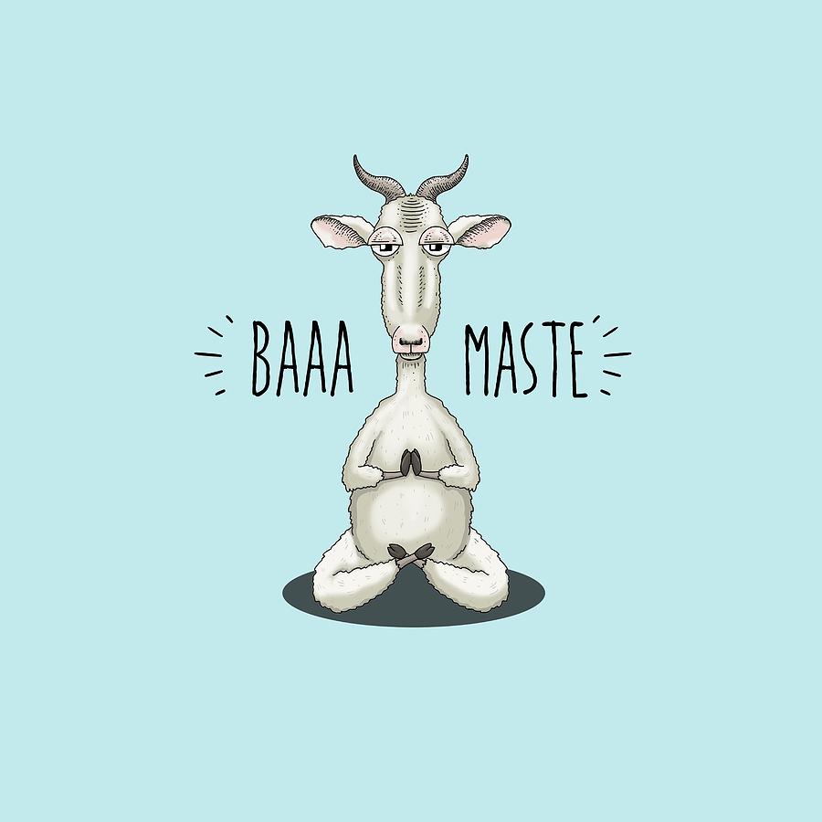 Goat Digital Art - Baaa-maste - Namaste Meditating Goat by Laura Ostrowski