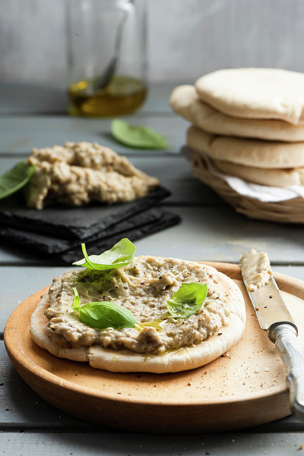 Baba Ghanoush With Pita Bread Photograph by Vulman Pter