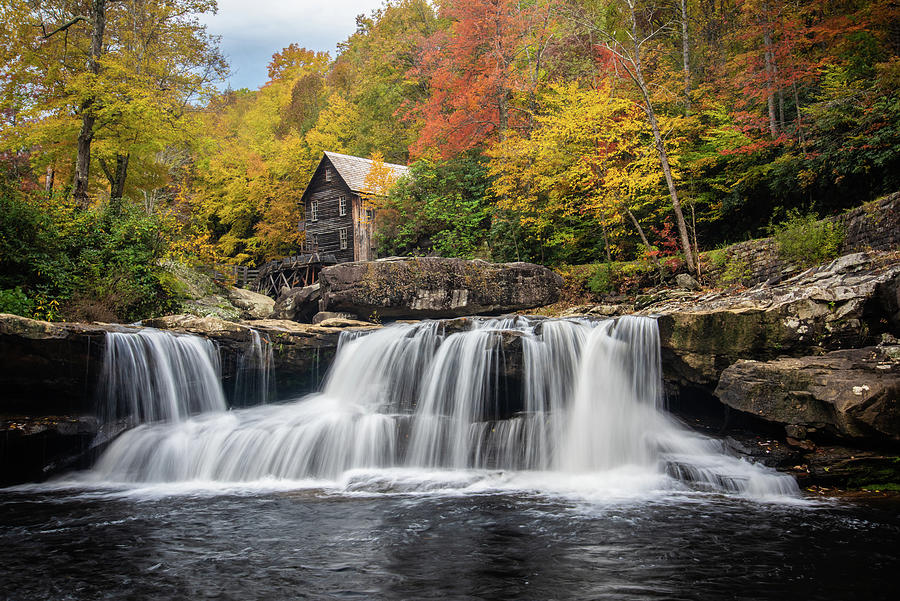 Babcock State Park WV Autumn Grist Mill and Waterfall Almost Heaven Photograph by Robert Stephens
