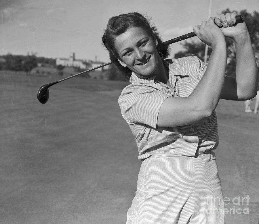 Babe Didrikson Smiling With Golf Club Photograph by Bettmann