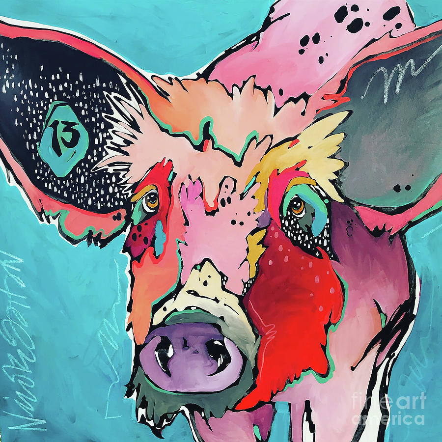 Pig Painting - Babe by Nicole Gaitan