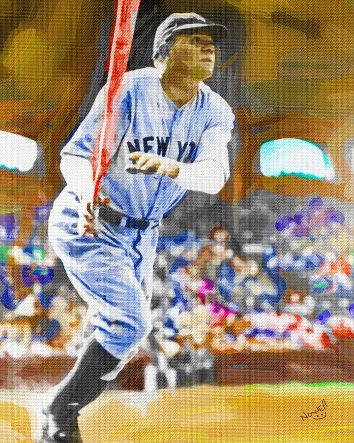 New York Yankees Painting - Babe Ruth Hits One Out by Peter Nowell New York Yankees Painting - Babe Ruth Hits One Out by Peter Nowell