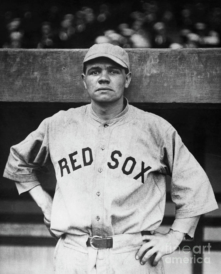 Babe Ruth In Red Sox Uniform by Bettmann