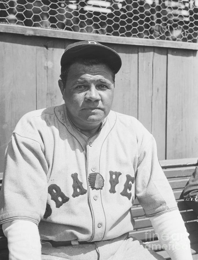 Babe Ruth In Red Sox Uniform by Bettmann