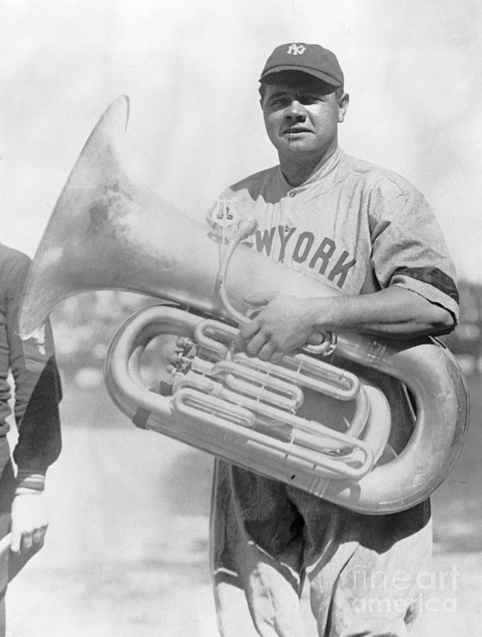 Babe Ruth Posing With Tuba Photograph by Bettmann