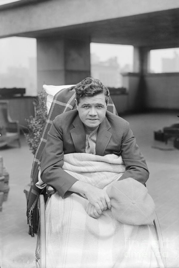 Babe Ruth Recuperating On Hospital Roof Photograph by Bettmann