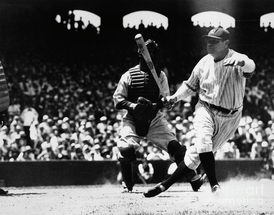 Babe Ruth Photograph - Babe Ruth Runs After Hitting A Homer by Bettmann