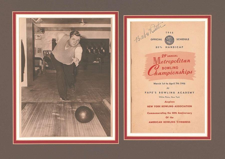 Babe Ruth Signed 1946 Bowling Championships Program with Original Photo