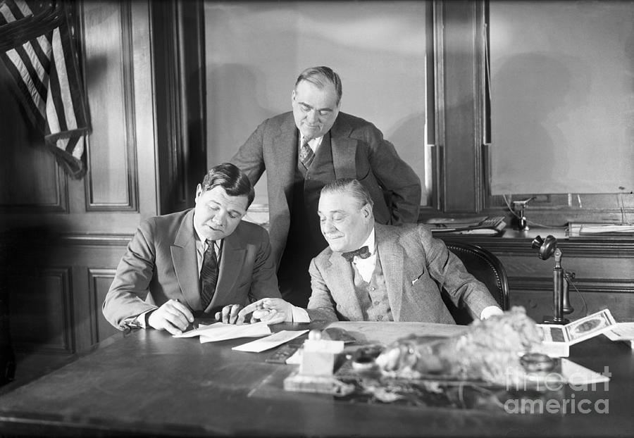 Babe Ruth Signing Contract Photograph by Bettmann