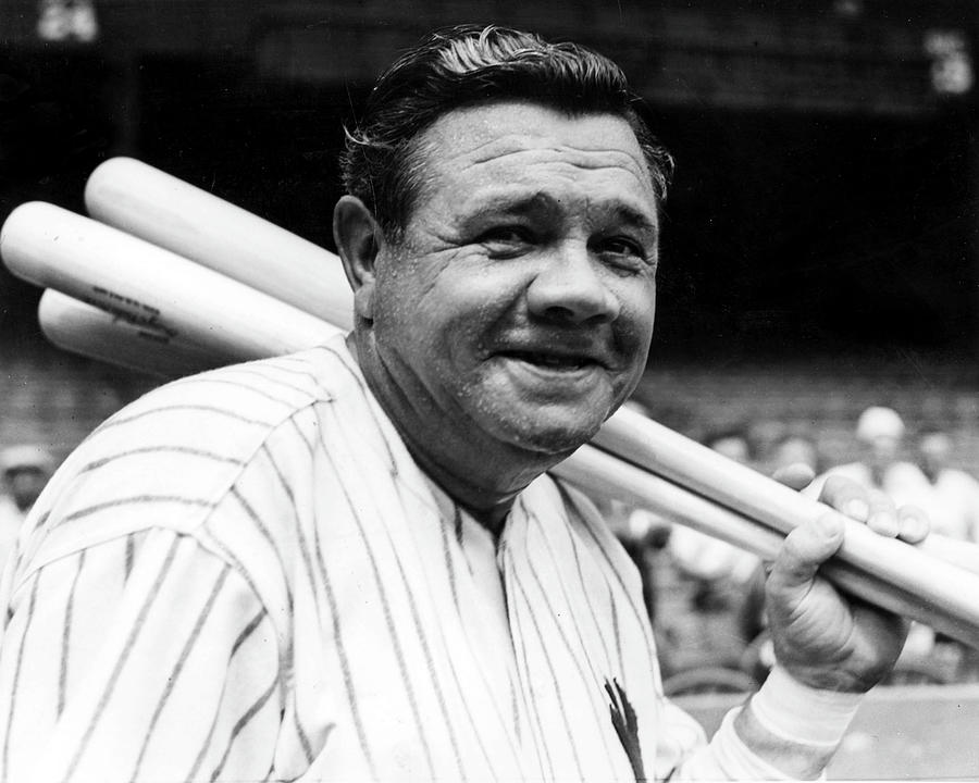 Babe Ruth With Baseball Bats by Globe Photos