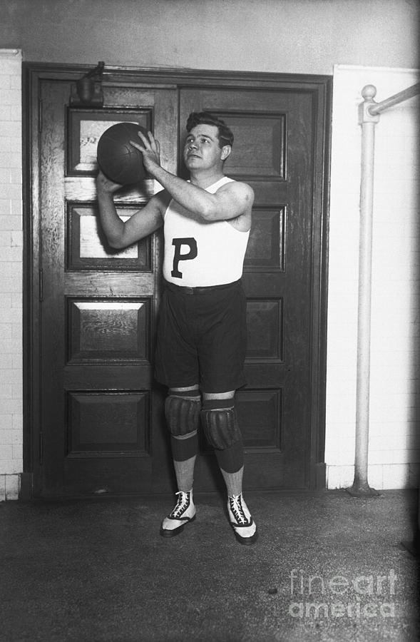 Babe Ruth With Basketball Photograph by Bettmann