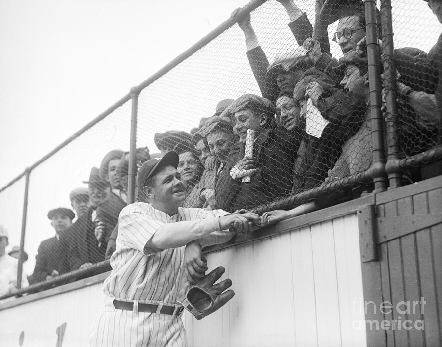 Babe Ruth Photograph - Babe Ruth With Fans by Bettmann