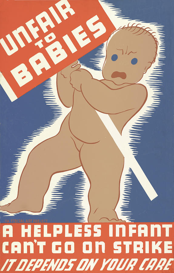 Babies cant Strike Painting by Vintage Pix