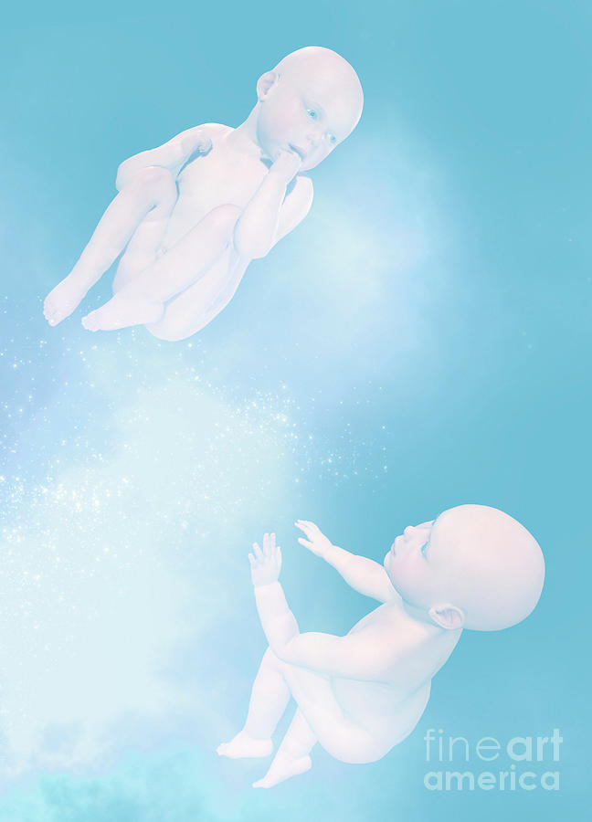 babies floating in water by their necks
