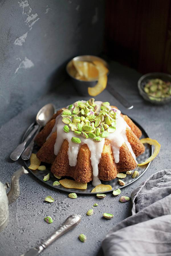 Babka With Icing And Pistachios Photograph by Sonya Baby