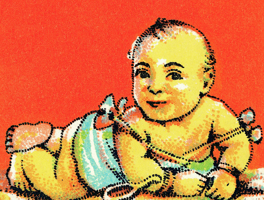 Vintage Drawing - Baby boy by CSA Images