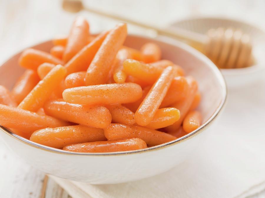Baby Carrots With Honey Glaze Photograph by Eising Studio - Food Photo & Video