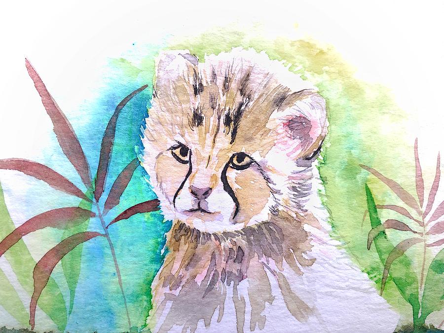 Baby Cheetah Watercolor Painting