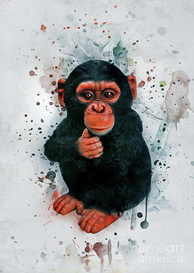 Baby Chimpanzee Digital Art by Ian Mitchell