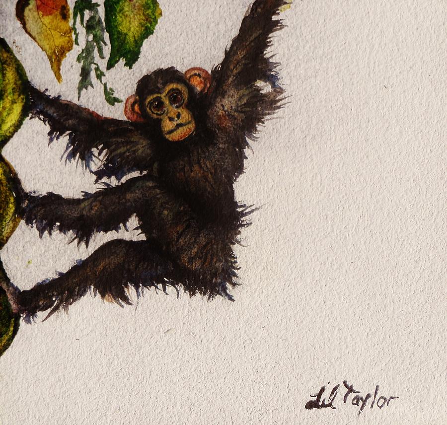 Baby Chimpanzee Painting by Lil Taylor
