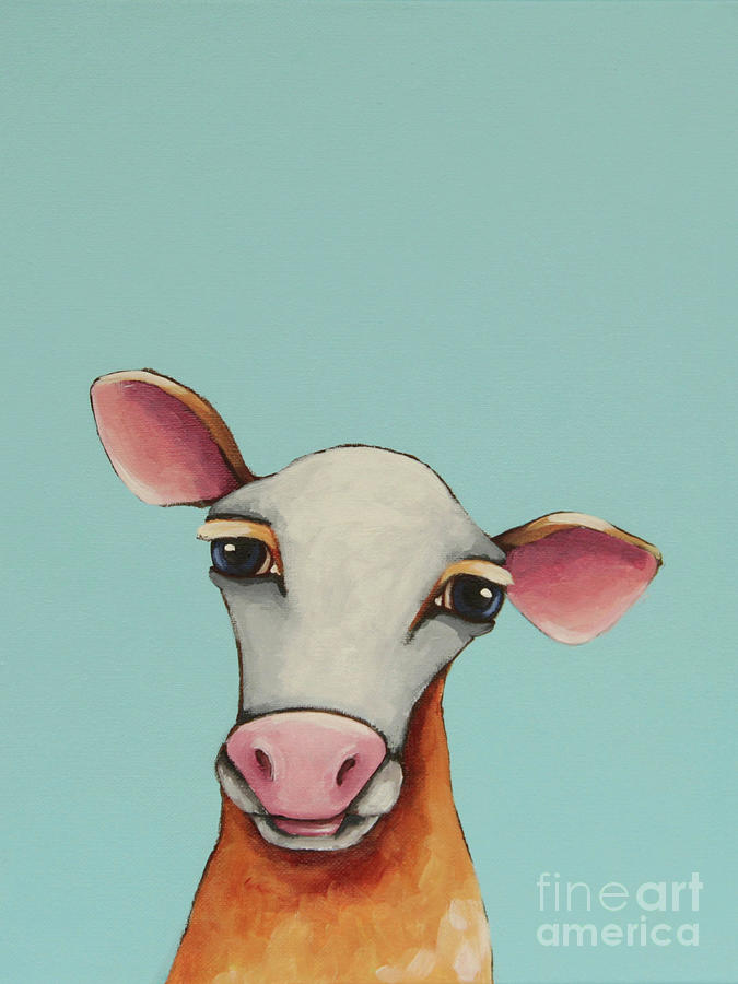 Baby Cow Painting by Lucia Stewart