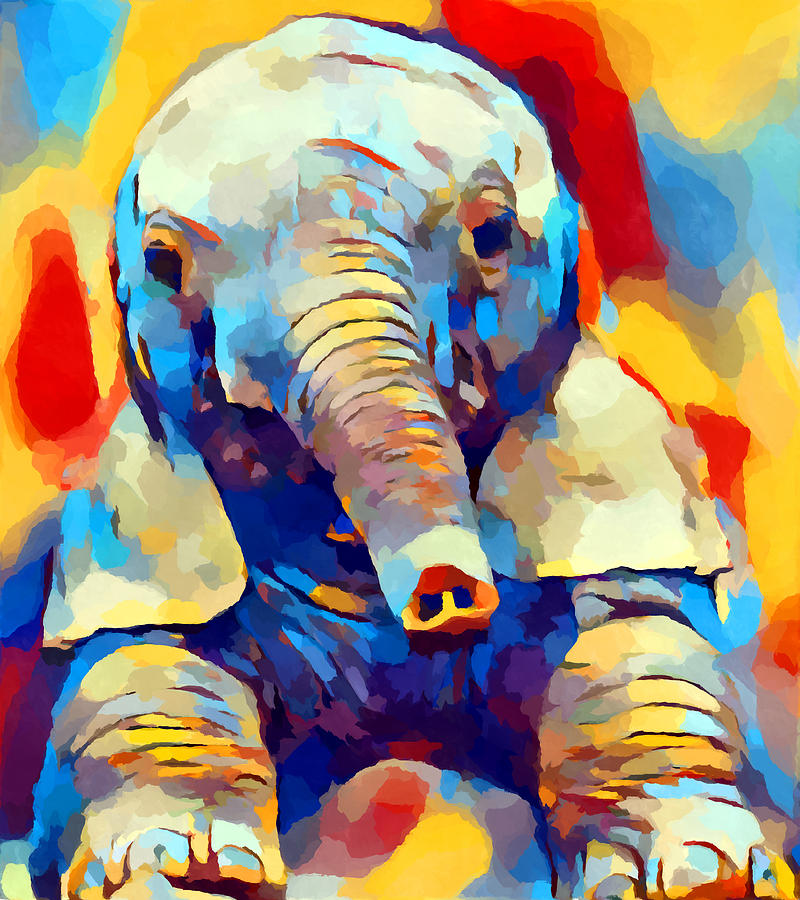 Baby Elephant Painting by Chris Butler