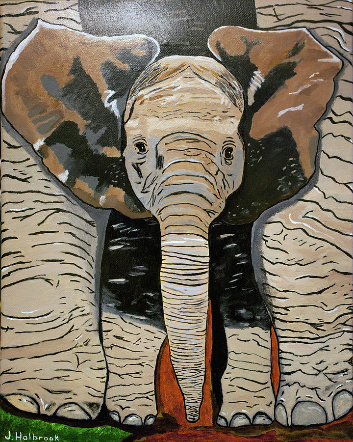 Baby Elephant Painting by Jeremy Holbrook | Fine Art America