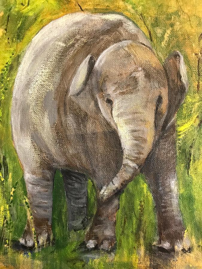 Baby Elephant Painting by Marilyn Barton