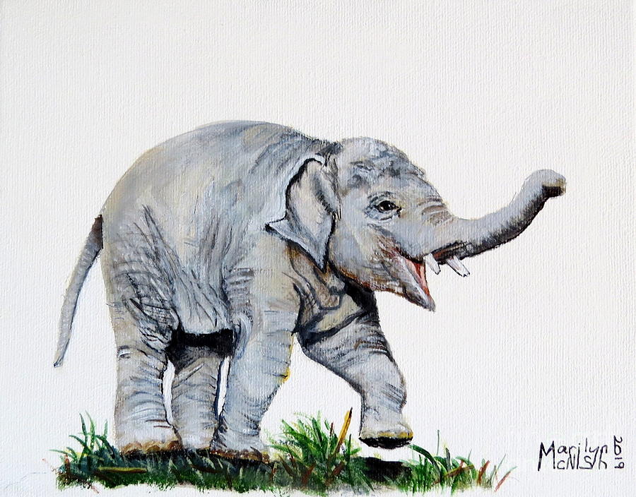Baby Elephant Painting by Marilyn McNish