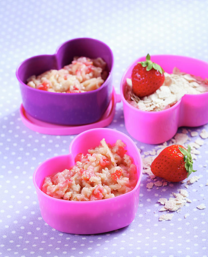 Baby Food Made With Oats, Strawberries And Apples Photograph by Teubner Foodfoto