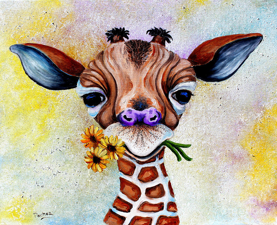 Baby Giraffe Painting by Pechez Sepehri