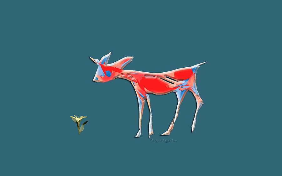 Baby Goat Digital Art by Asok Mukhopadhyay