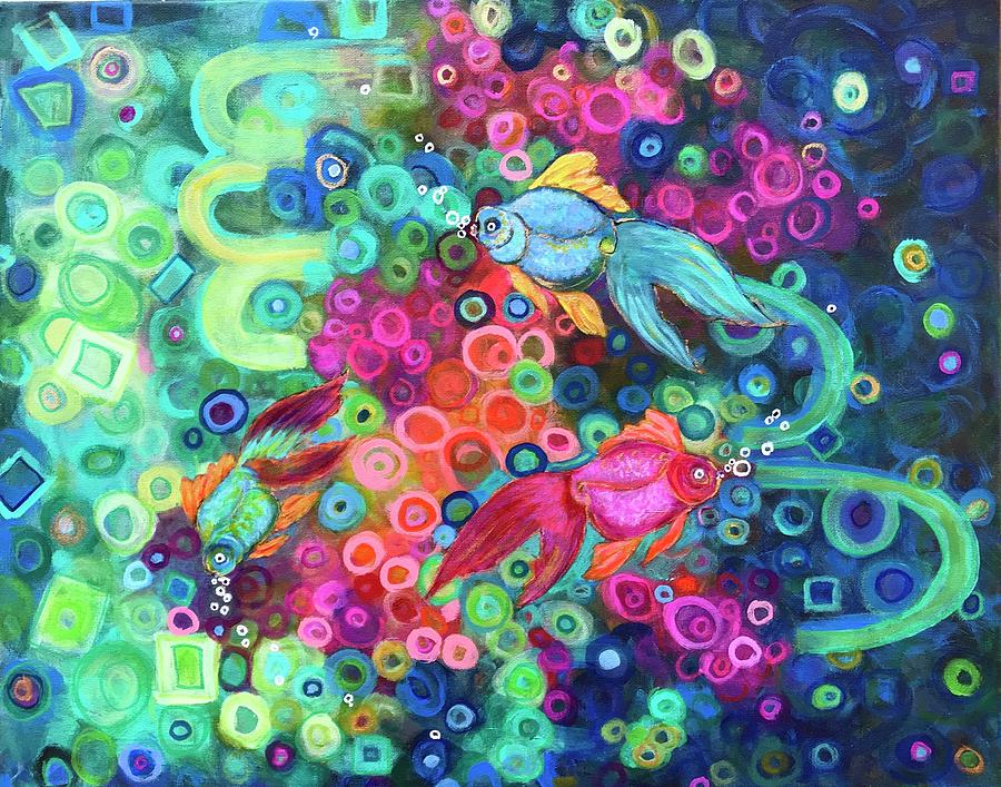 Fish Painting - Baby Goldfish by Doris Chou