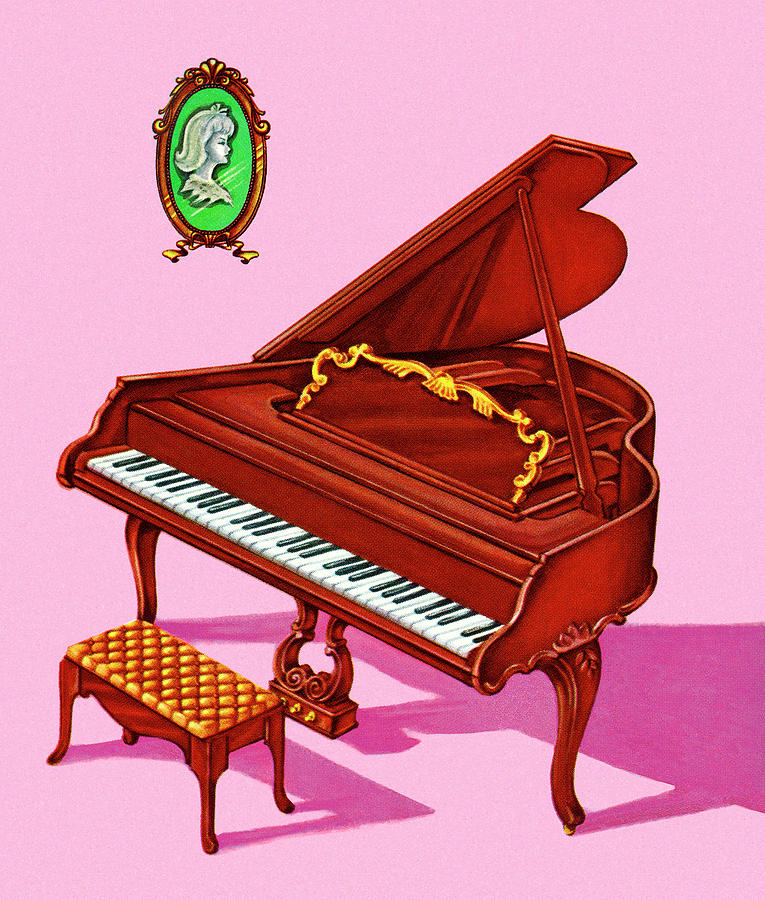 Music Drawing - Baby Grand Piano by CSA Images