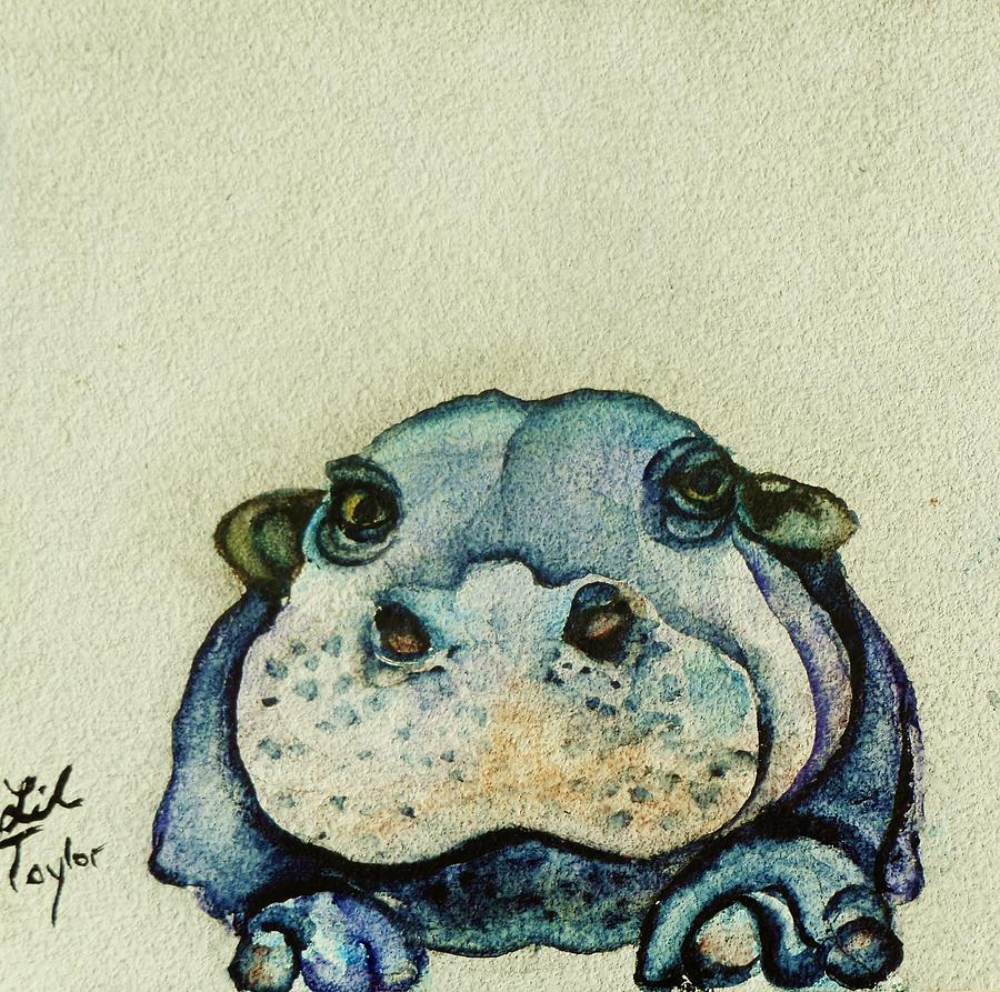 Baby Hippo Painting by Lil Taylor