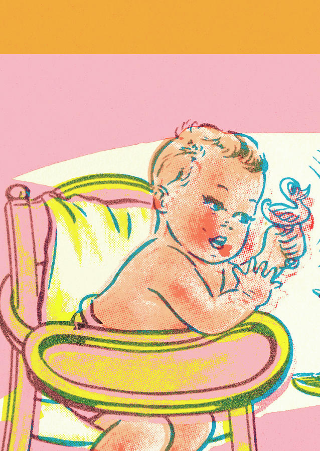 Baby in high chair Drawing by CSA Images | Fine Art America