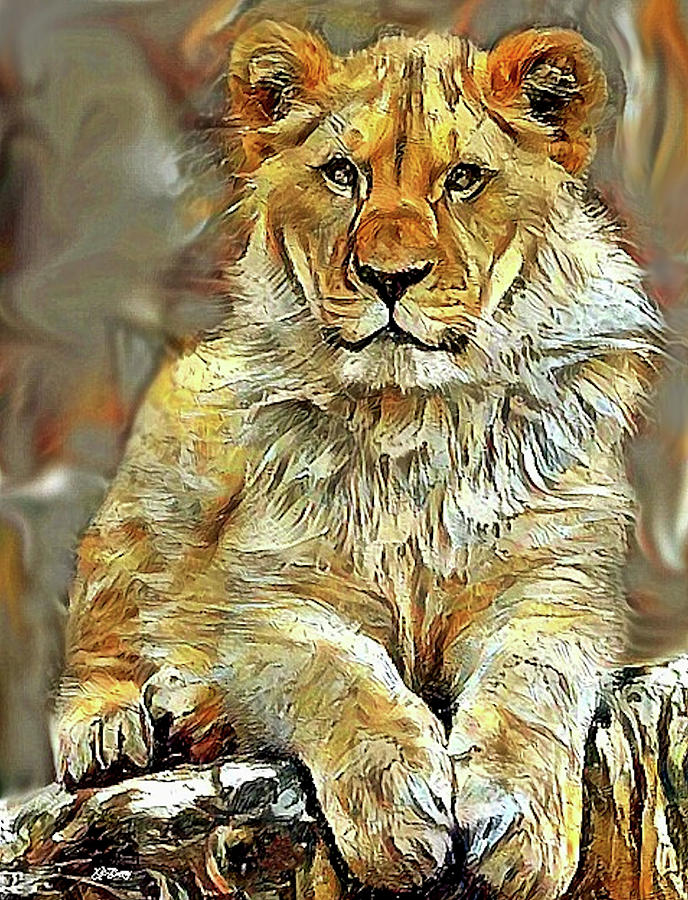 Wildlife Mixed Media - Baby Lion 002 by Gayle Berry