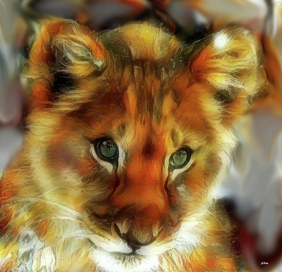 Wildlife Mixed Media - Baby Lion by Gayle Berry