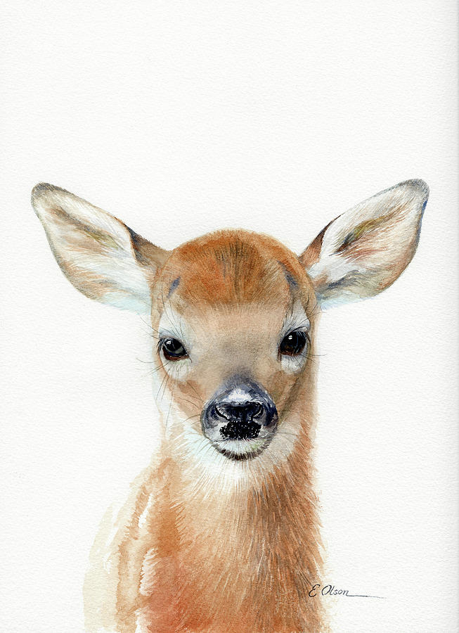 mule deer watercolor painting woodland animal decor Deer wall art deer print