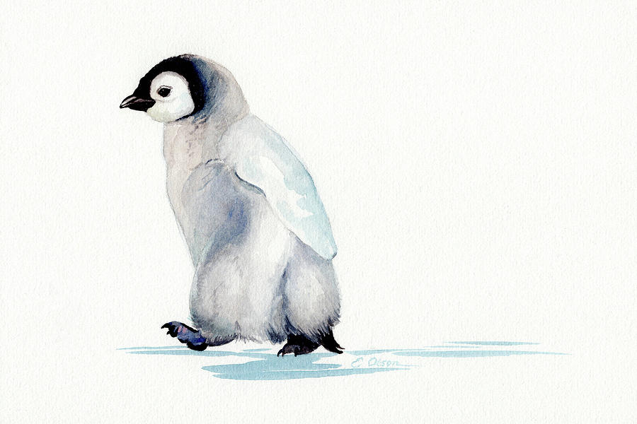 Baby Penguin Painting by Emily Olson