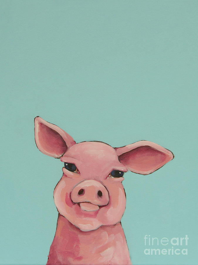 Baby Pig Painting by Lucia Stewart