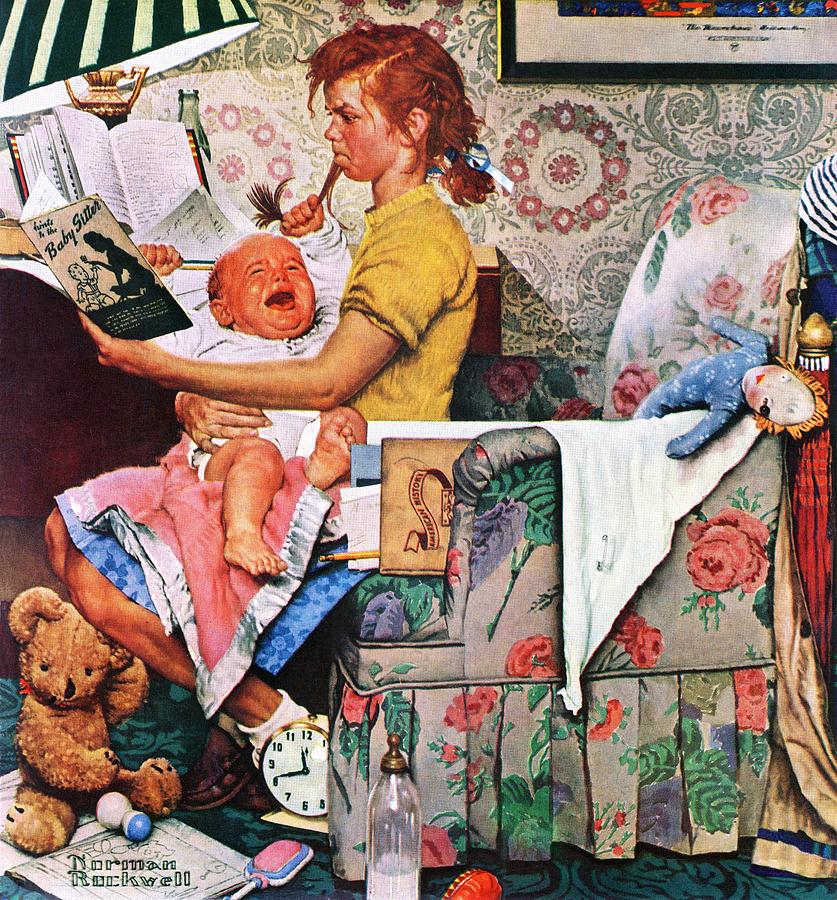 baby Sitter Painting by Norman Rockwell