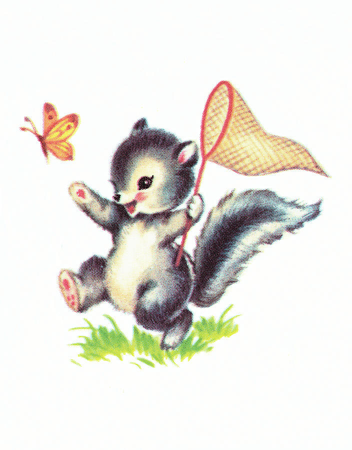Butterfly Drawing - Baby squirrel by CSA Images